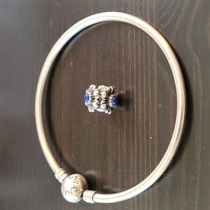 Pandora Silver and blue flower charm